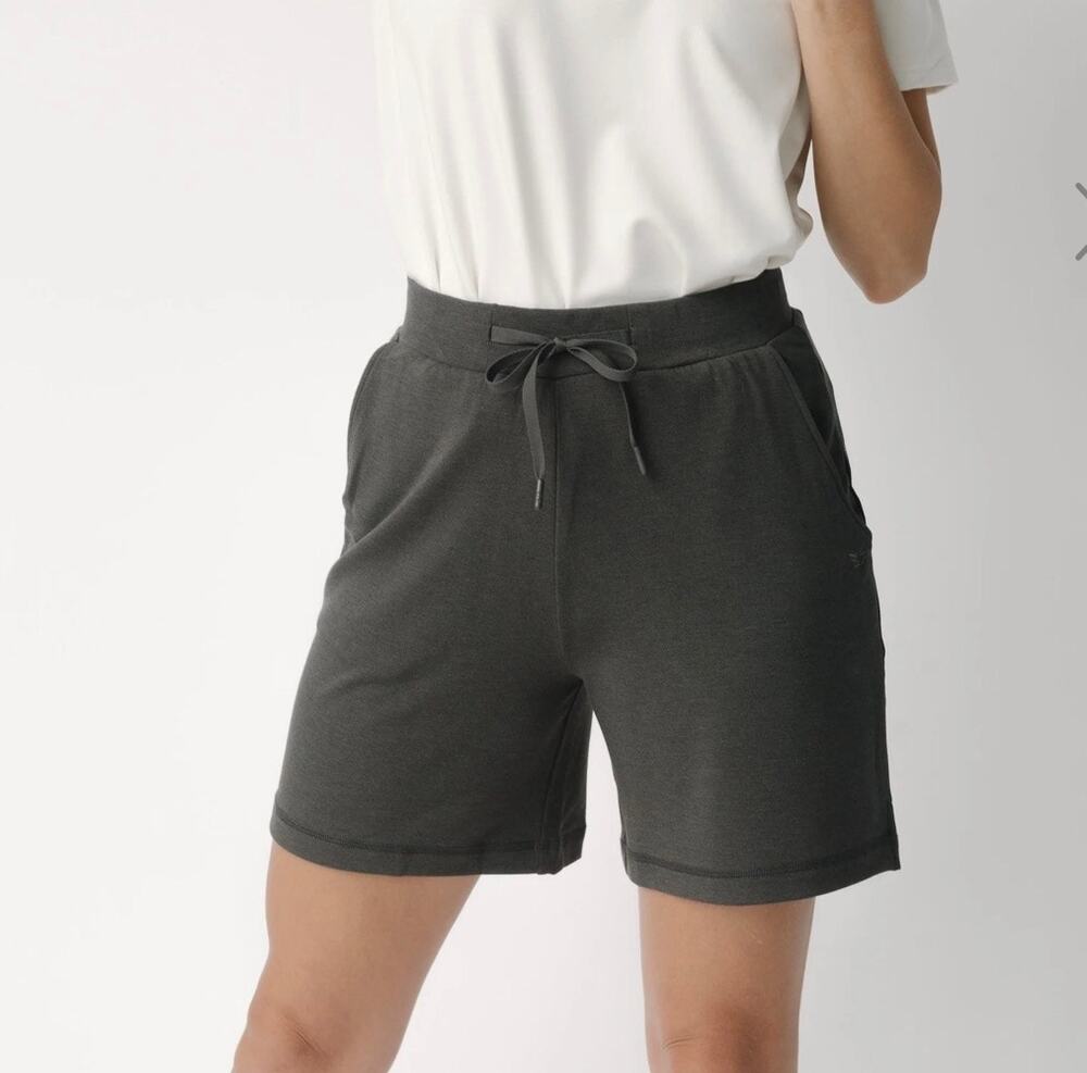 Cozy Earth Women's Brushed Bamboo Midi Shorts in Gray. Size S with 6" inseam